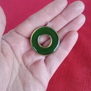 Chavez For Charity Green Donut Pendant Signed CFC